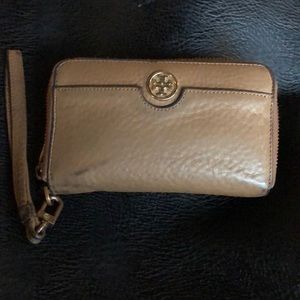 Tory Burch tigers eye brown zip up wallet